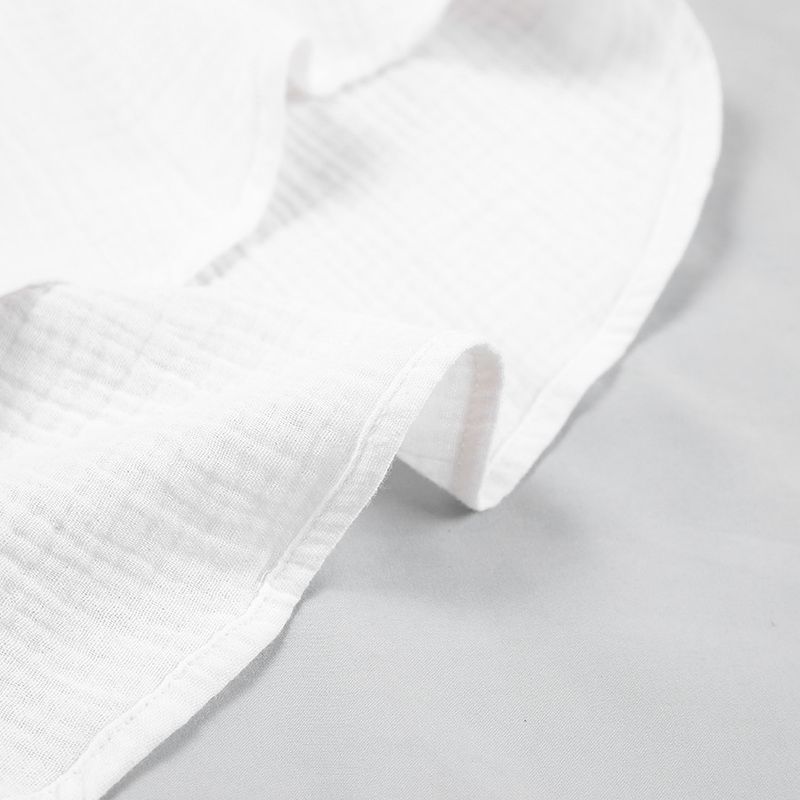 Damen-Pyjama, doppelte Gaze, langärmelig, Shorts, Baumwolle, Klimaanlage, Kleidung, modisch, weiß, Damen-Hauskleidungsset_voghion.com