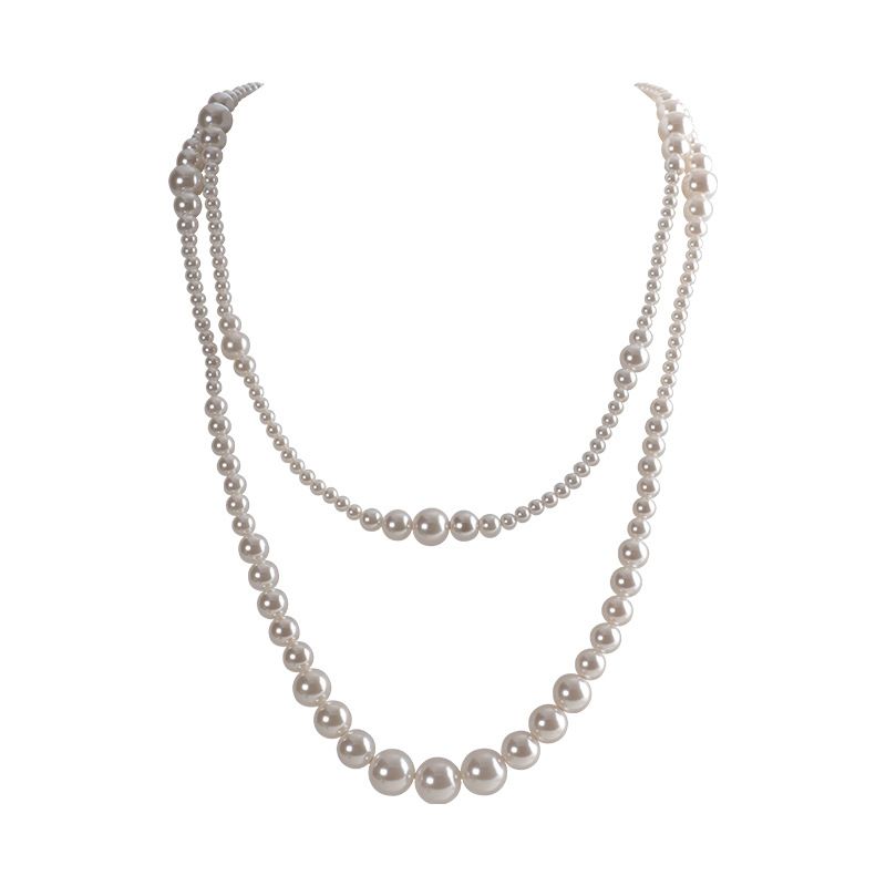 Collier d'automne-hiver en perles rondes véritables faites main, haut de gamme, léger et élégant, idéal pour un pull. Polyvalent et raffiné._voghion.com