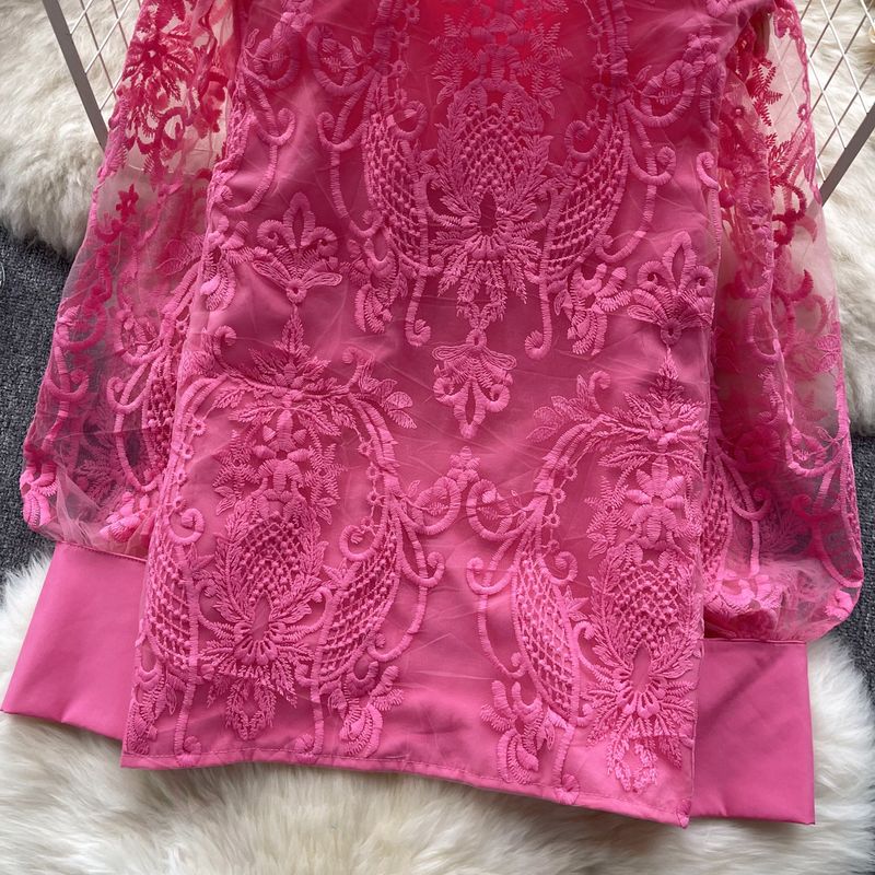 Camicetta da donna con ricamo in garza in stile vintage, stile temperamento_voghion.com