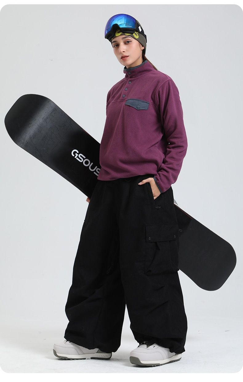 001 Pantalones de esquí de pana anchos y largos para mujer, resistentes al viento y al agua, ideales para deportes de invierno y actividades al aire libre. Protección de cintura._voghion.com