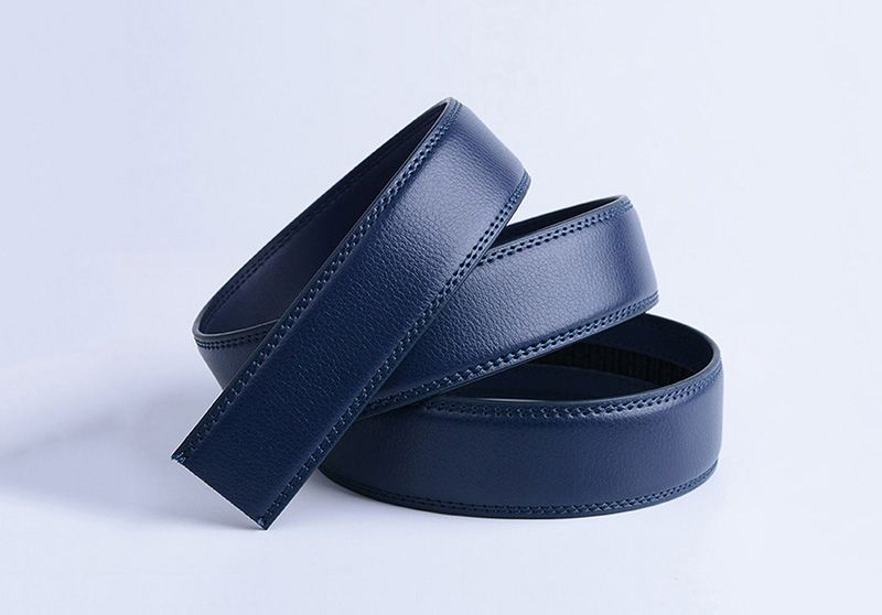 HOT HIDUP Hochwertiger Echtleder-Automatikgürtel für Herren in Blau, nur Riemen ohne Schnalle, 3,5 cm breit_voghion.com