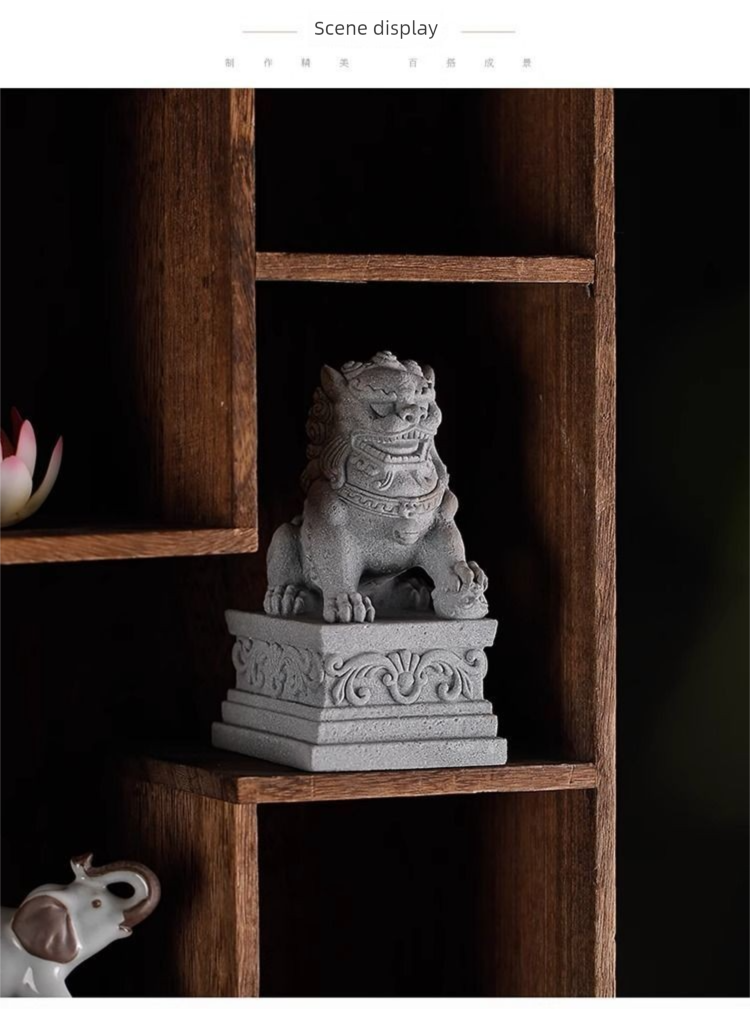 New Stone Carving Lion Pair Cement Chinese Style Creative Fish Tank Bonsai Landscape Decoration Ornament_voghion.com