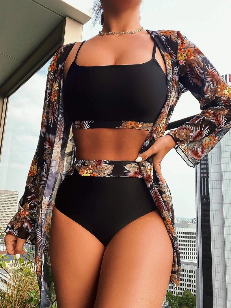 Női ruházat fürdőruha új bikini fürdőruha szexi hasított fürdőruha női nyomott fürdőruha három részes szett_voghion.com