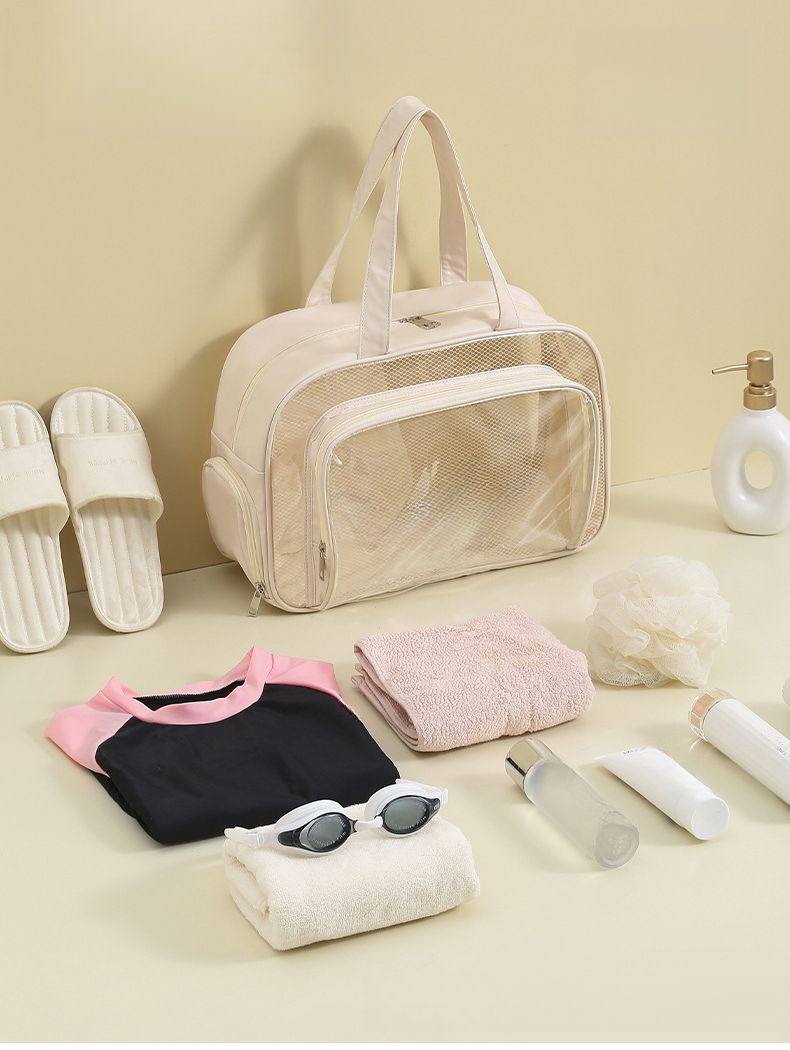 PU Multifunctional Toiletry Travel Large Capacity Swimming Portable Makeup Water-Resistant Storage Bag Shoe Compartment_voghion.com