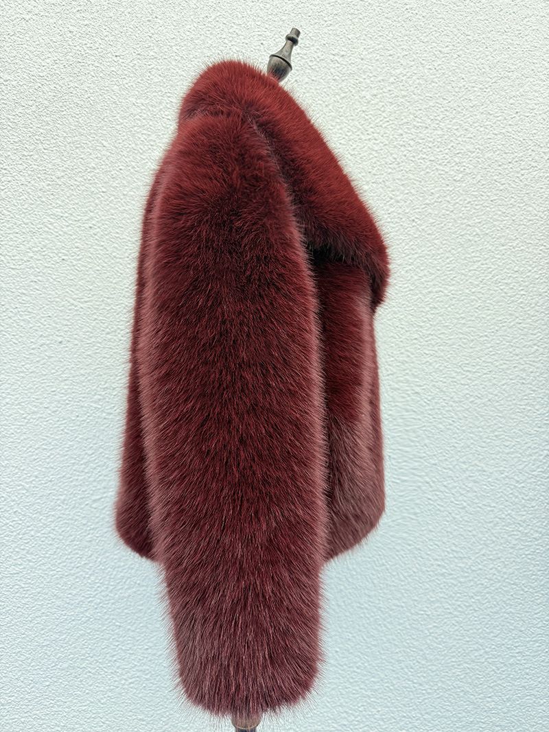 Luxury Faux Fox Fur Coat – Oversized Lapel, Plush & Warm Winter Coat For Women_voghion.com