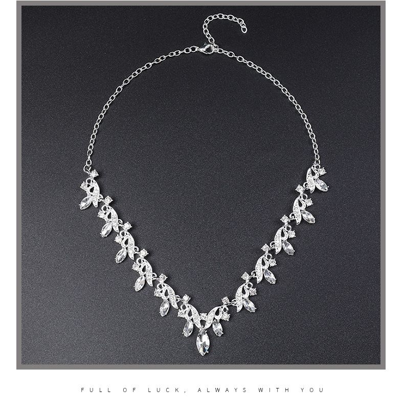 Collar de novia de estilo coreano, pendiente, cadena de clavícula corta de cristal, conjunto de dos piezas para mujer, accesorios de moda,_voghion.com