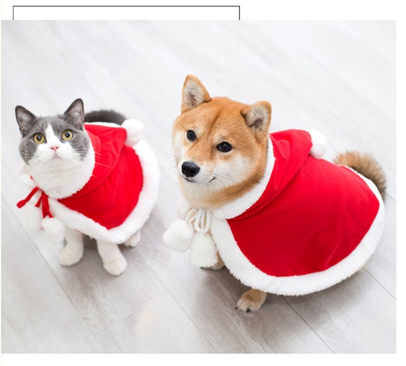 Cat Christmas Dress Little Red Riding Hood Cloak Cloak Pet baby cat Christmas New Year cloak puppy dog hat_voghion.com