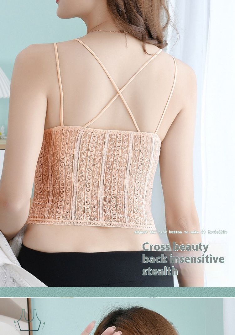 New Korean Summer Lace Back, Chest Wrap, strapless Inner and Outer Dresses, Women's Tank Top, Underwear_voghion.com