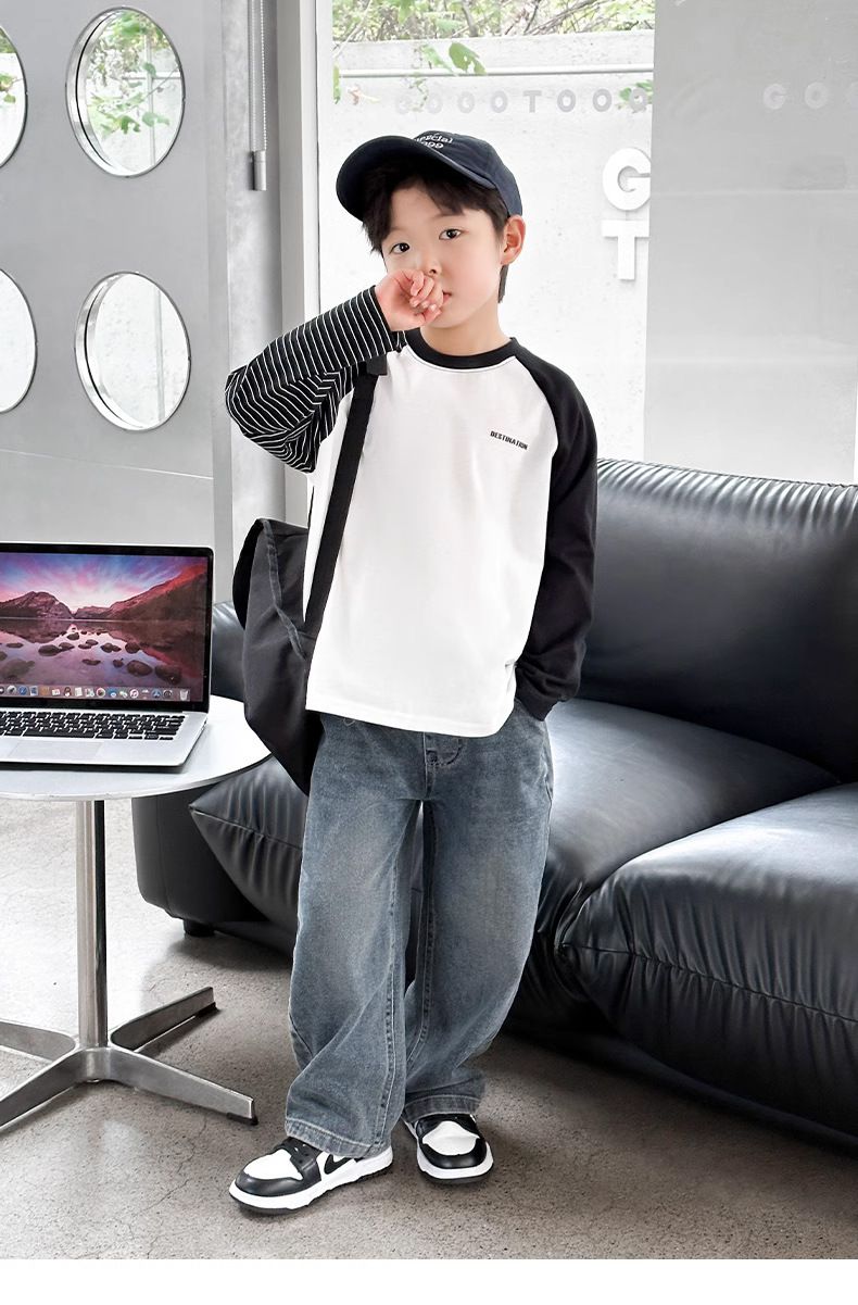 Pantalones vaqueros de primavera y otoño para madres e hijos, pantalones rectos para niños de talla mediana y grande, además de pantalones casuales de terciopelo._voghion.com
