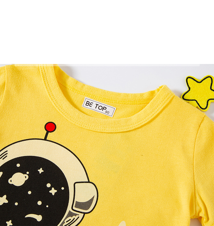 Chemise de Base pour enfants printemps automne astronaute dessin animé tridimensionnel imprimé enfants à manches longues T-shirt haut de garçon marée_voghion.com