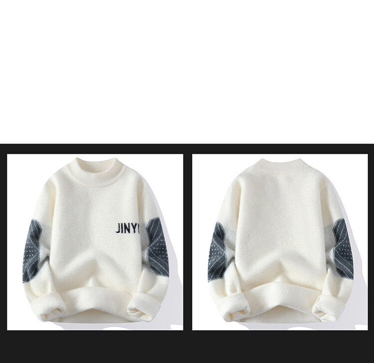 Pullover Herren Nerz Winter Lose Pullover Rundhalsausschnitt Herren Halb Rollkragenpullover Herren_voghion.com