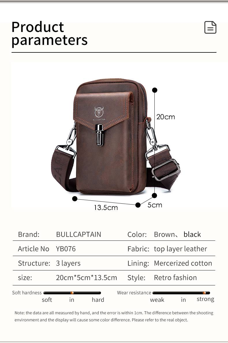 Captain Niu Lederwaren Retro Crazy Horse Leder Handy Gürteltasche Herren Echtleder Rindsleder Gürtel Umhängetasche Kleine Hängetasche_voghion.com