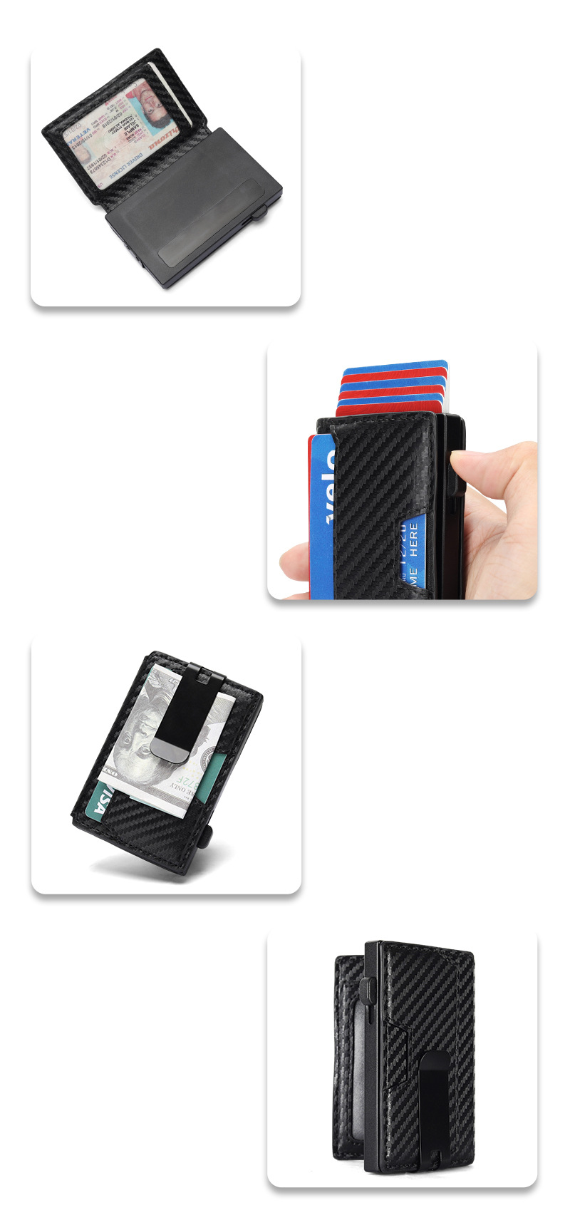 Porta carte Portafogli Portafoglio 20% Rfid Anti-demagnetizzazione Porta carte di credito Modello in fibra di carbonio Semplice porta carte da uomo_voghion.com