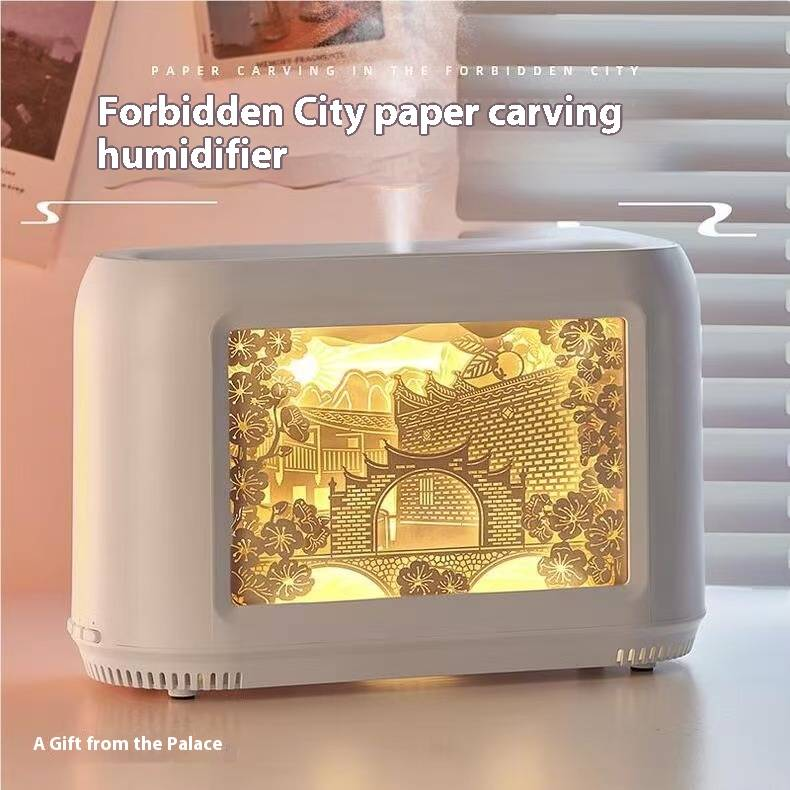 Eleganter Luftbefeuchter mit Papierschnitzerei, Aromatherapie und LED-Licht, großer Nebelausstoß, leiser Betrieb für Schlafzimmer, Büro, Heimdekoration_voghion.com