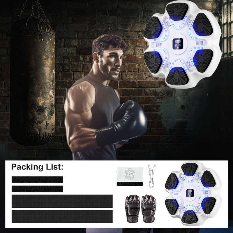 Model Smart Music Boxing Machine For Adults Kids, Training Machine With LED Electronic Wall Mounted, Home Indoor Workout Equipment With Boxing Gloves_voghion.com