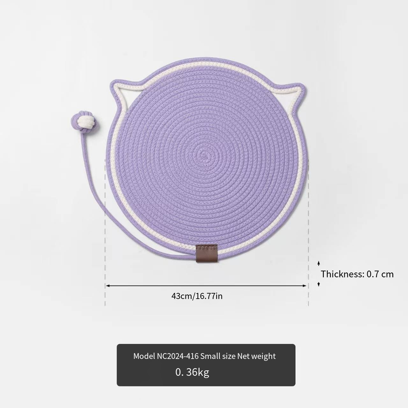 Cat Scratching Pad, Cotton Rope Toy Ball, Pet Sleeping Area, Cat Scratching Board, Round Cat Climbing Pad, Cat Bed, Cotton And Linen Woven Pet Mat_voghion.com