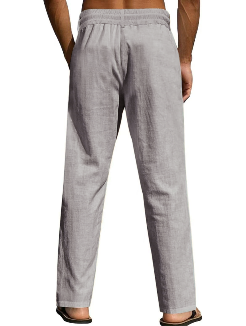 Men's New Solid Linen Trousers - Breathable Elegance With Natural Texture_voghion.com