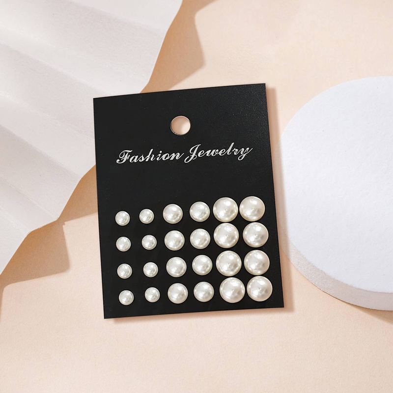 Ohrringe Zirkon Perlenohrringe 24 Paar Kombinationsset Sechs Krallen Strass Ohrringe Einfache und modische Unisex Ohrringe_voghion.com