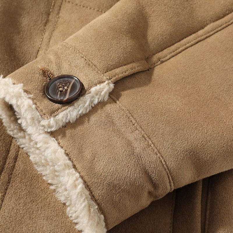Giubbotto bomber da uomo in pelliccia sintetica – Cappotto invernale monopetto, vestibilità comoda, foderato in pile (cachi, M-5XL)_voghion.com
