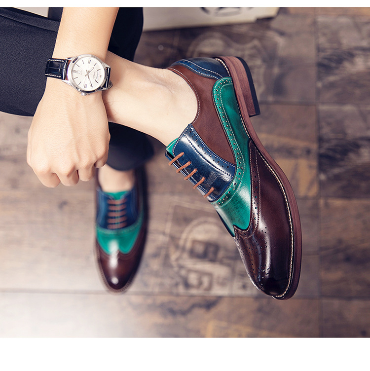 Vestido casual elegante de cuero con botas con cordones y punta puntiaguda para hombre_voghion.com