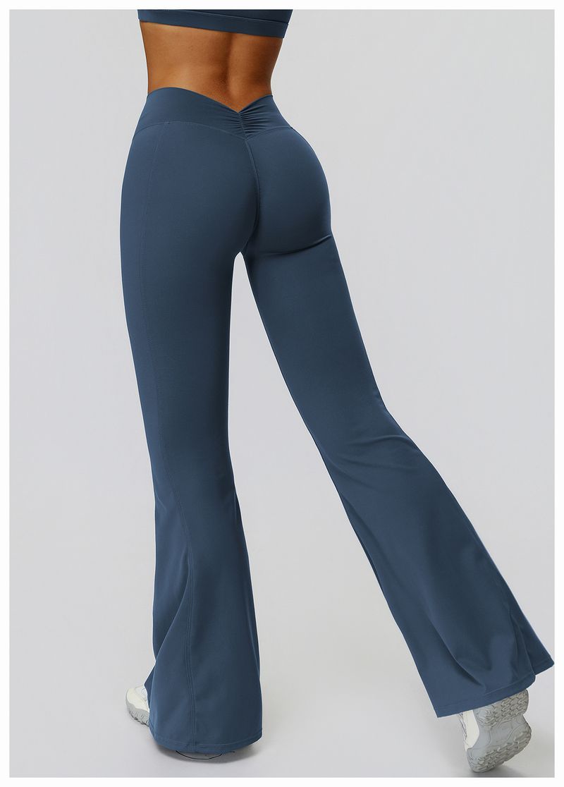 Zechuang Yoga High Waist Gathered Slimming Long Running Sports Flared Pants 9308_voghion.com
