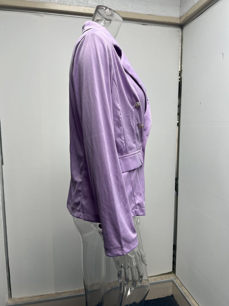 Stile di abbigliamento femminile giacca doppiopetto alla moda e semplice a maniche lunghe per donna_voghion.com