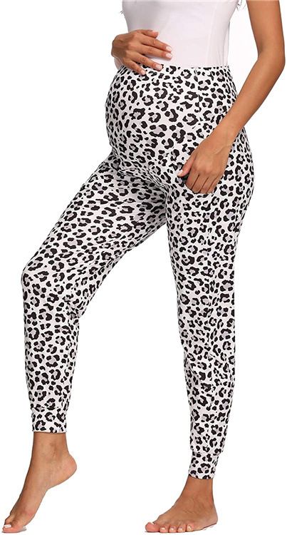 Yogabyxor för kvinnor nya leopardmönstrade bekväma smala fickor högelastiska yogabyxor för gravida XY624_voghion.com