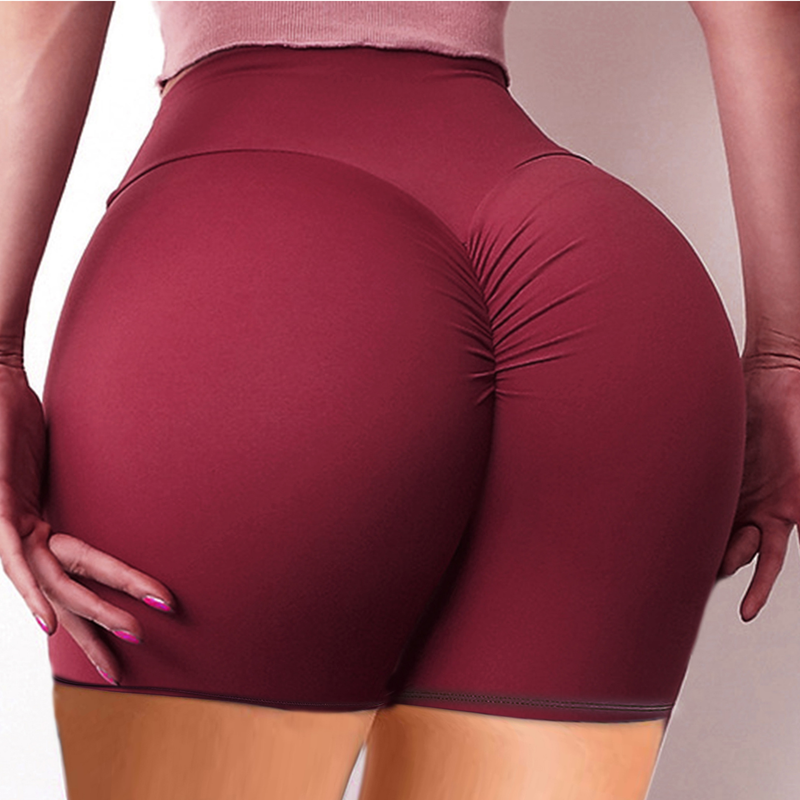 Vêtements pour femmes Shorts de yoga bas rehaussant les fesses Pantalon de sport plissé taille haute sexy à trois points pour le fitness_voghion.com