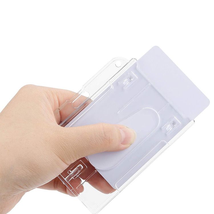 Amazon hot-selling horizontal with thumb slot card set PC plastic transparent frosted ABS ID card set PS badge_voghion.com