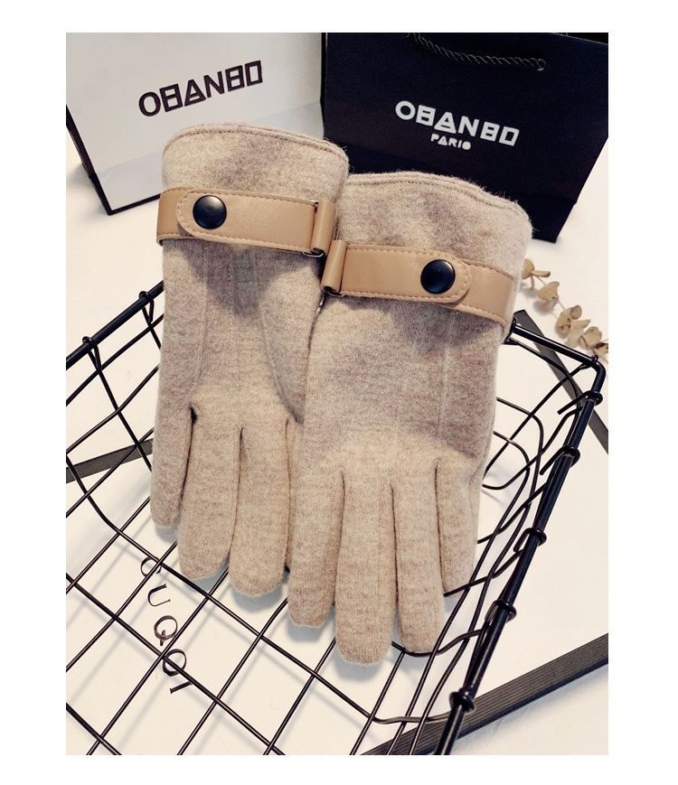 Uld handsker til mænd med touchscreen, vintermodel med fortykket fleece for varme, modstandsdygtighed over for kold vind, cool og afslappet kørsel_voghion.com