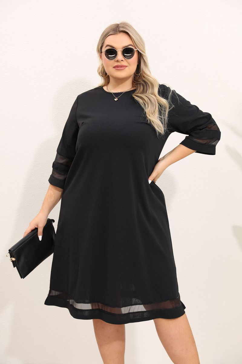 Women's Clothing Plus Size Spring New Splicing Round Neck Elegant Dress_voghion.com