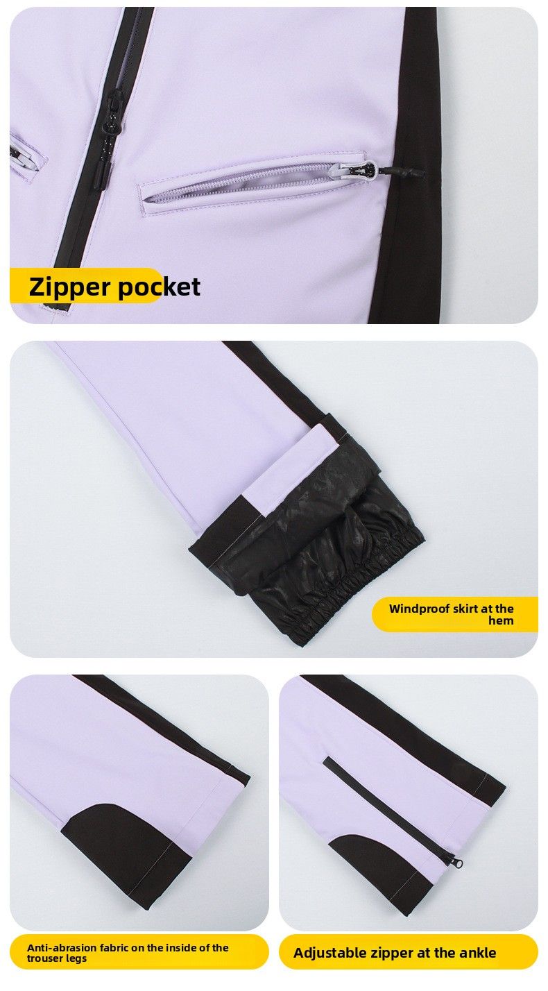 Women's Ski With Straps, One-Piece Waterproof Suit, Winter Outdoor Warm Snow Pants_voghion.com