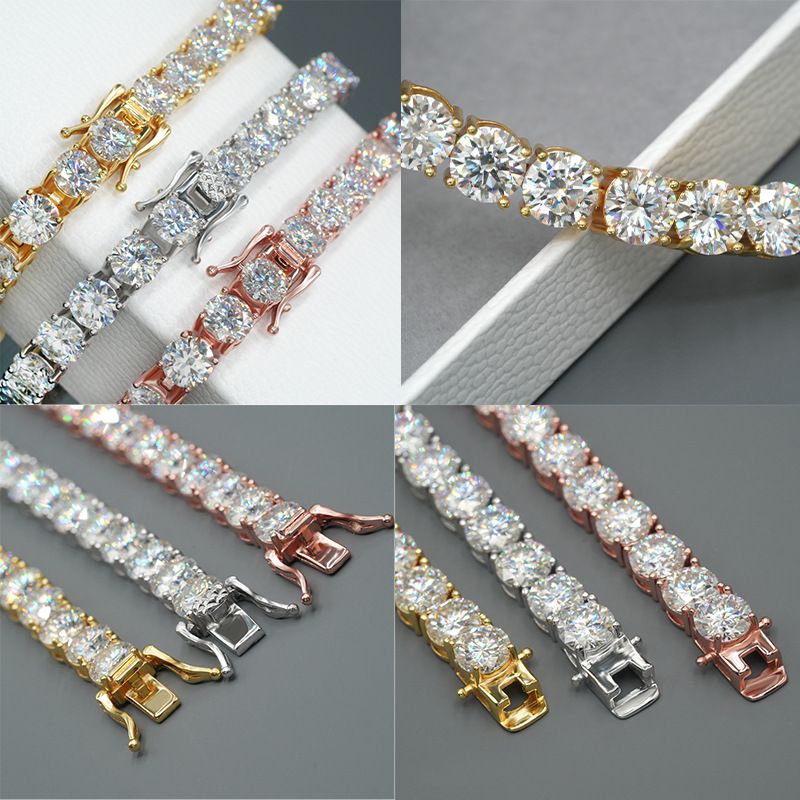 Echtes 2,5/3/4/5/6,5 MM Voll-Moissanit-Tennisarmband für Damen und Herren, S925 versilbert, 18 K Gelbgold, Diamantarmbänder_voghion.com