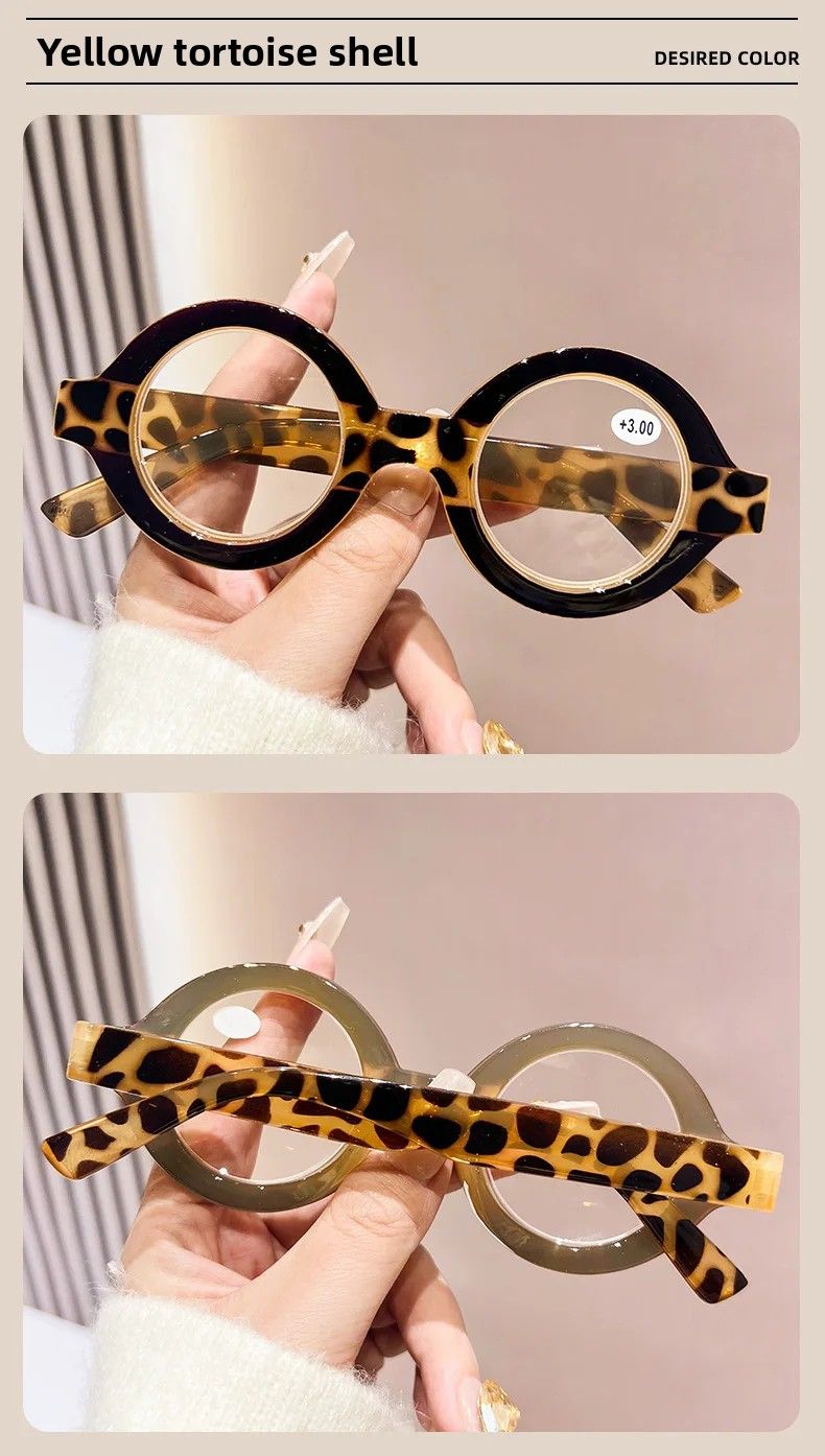 Occhiali da lettura da donna con montatura rotonda, giovanili, alla moda, di alta qualità, personalizzati, ad alta definizione, anti luce blu_voghion.com