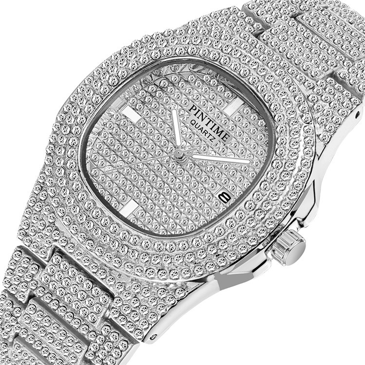 Stahlbanduhr Patek Diamantbesetzte Gypsophila Herren- und Damenuhren Kalender Quarzuhren Europäische und amerikanische beliebte Uhren Großhandel_voghion.com