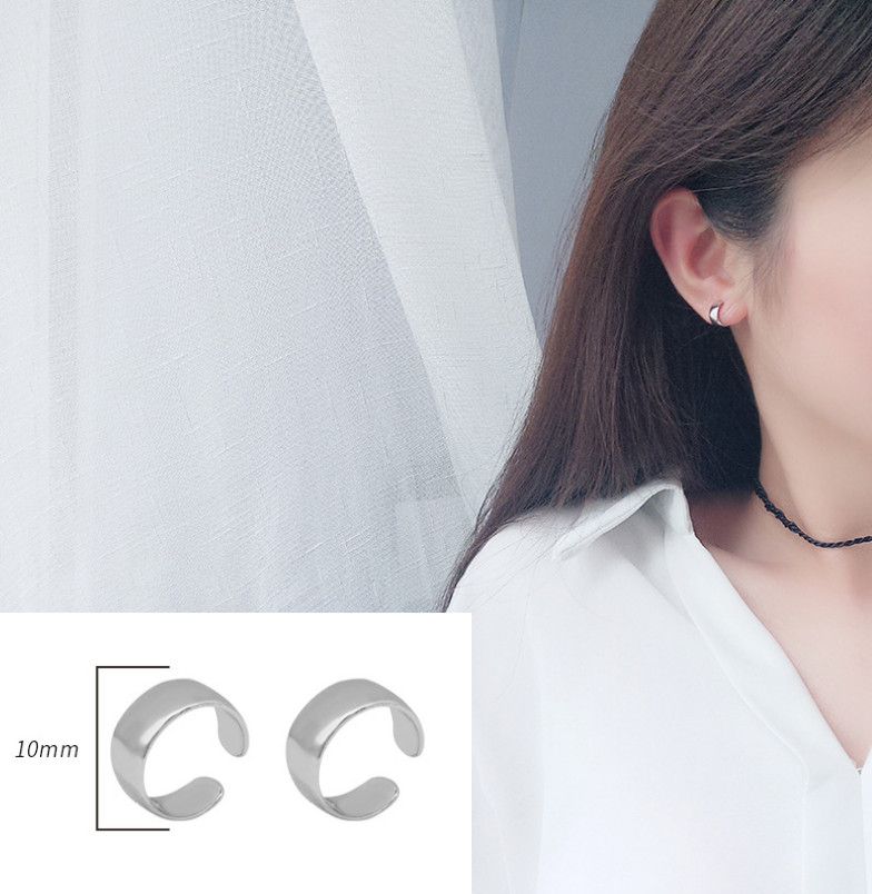 2 pezzi in argento sterling 925, orecchini a clip con fascia lucida semplice, regalo F35_voghion.com