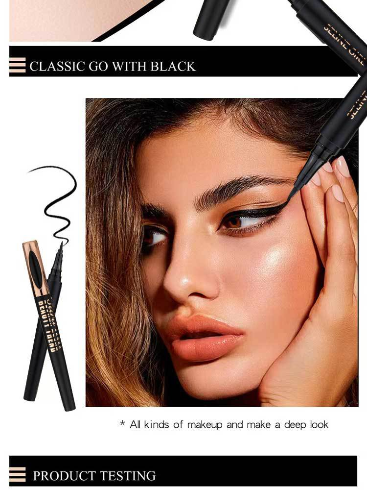 Delineador de ojos resistente al agua y al aceite Maquillaje de larga duración No se corre ni se remueve Delineador de ojos líquido con cabezal de esponja Lápiz fino_voghion.com