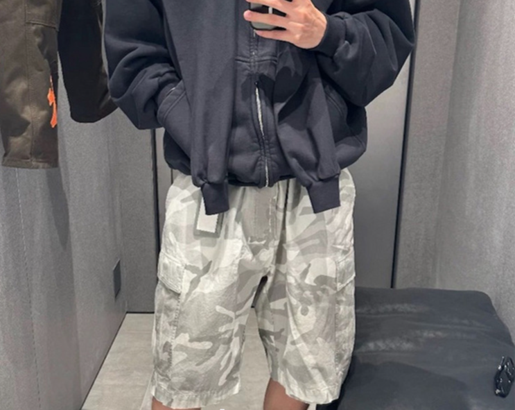Herenkleding Lente en zomer Trekkoord Casual Shorts Met Dezelfde Zak Spuit Geverfd Vuil Wit Camouflage Overalls_voghion.com