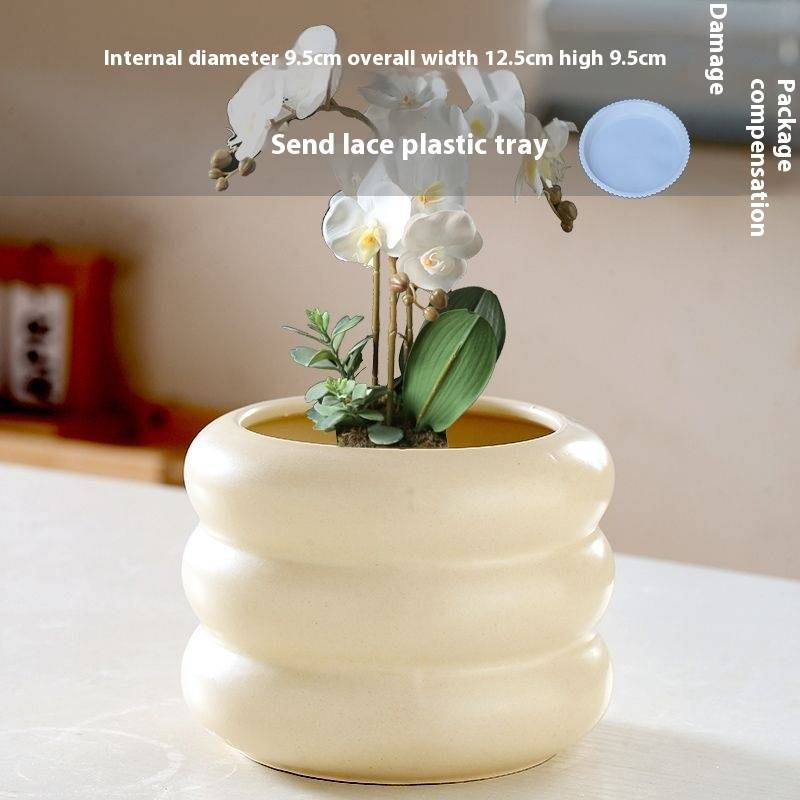 Keramik-Blumentopf mit Untertasse – Stilvolles Wohndekor für Sukkulentenpflanzen – Modernes und elegantes Design_voghion.com