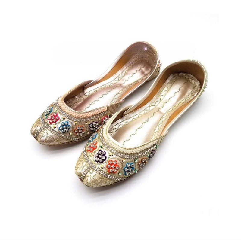 Damesschoenen Leren schoenen Dames ronde neus Platte schoenen met kralenborduursel_voghion.com