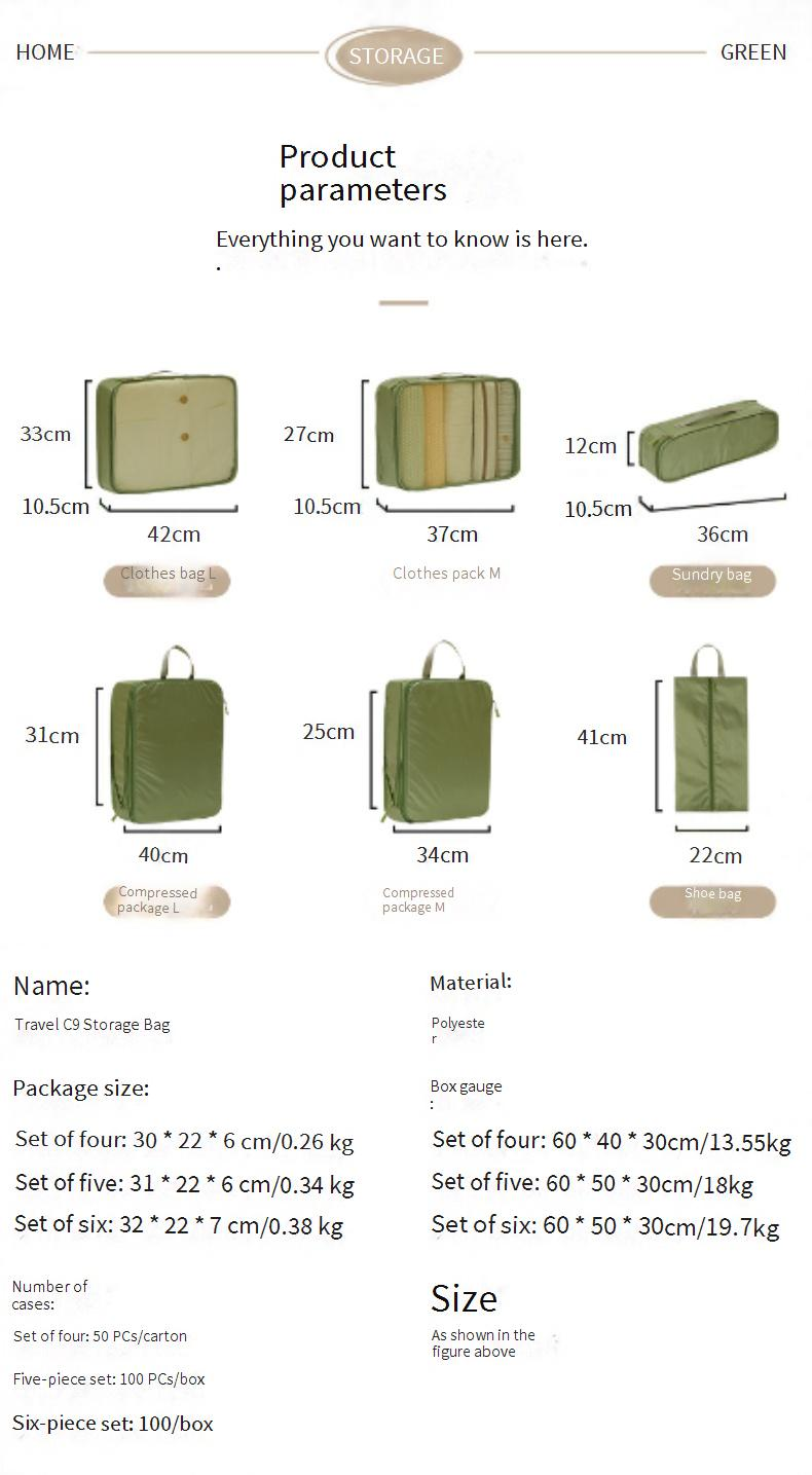 Set di cubi da viaggio impermeabili - 6 borse organizer per vestiti, biancheria intima e accessori_voghion.com
