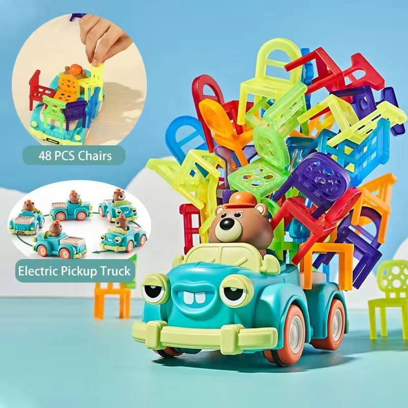Gioco educativo di assemblaggio di blocchi di costruzione Jenga per bambini con sedie impilabili e colpi esplosivi, giocattoli che esercitano la capacità di pensiero_voghion.com
