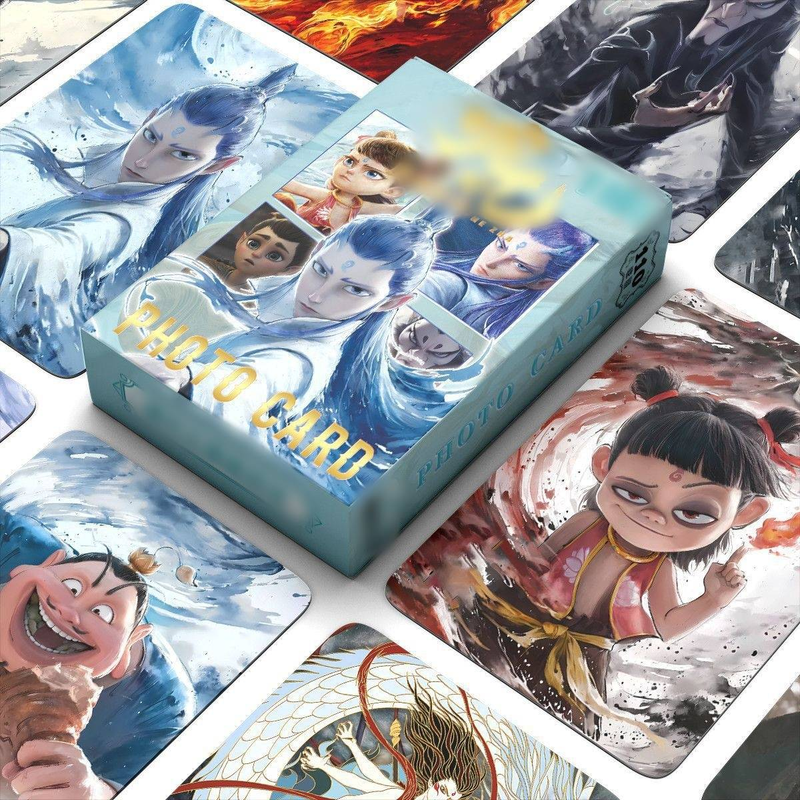 55pcs Nezha-The Devil Boy Conquers The Dragon King Photo Card Hot Sale Ao Bing LOMO Card HD Original Painting Photo Collection Card_voghion.com