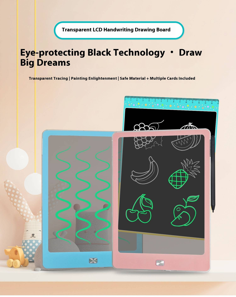 Tablet LCD de 10 polegadas para crianças, prancheta colorida com caneta, bloco de desenho eletrônico reutilizável para meninos e meninas, presente ideal para aniversário_voghion.com