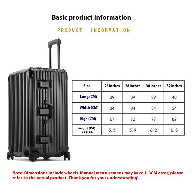 Valigia rigida in lega di alluminio di alta qualità con ruote girevoli a 360° - Misure da 26", 28", 30" per uomo e donna - Valigia da viaggio resistente, impermeabile e sicura_voghion.com