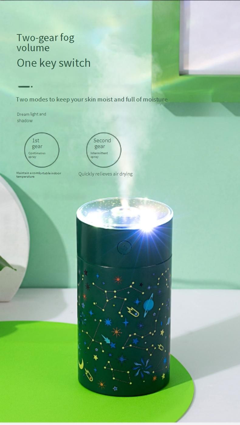 Umidificador Projetor Starry Night - Mini Umidificador USB Portátil para Carro com Luz Noturna, Operação Silenciosa, Recarregável, Para Casa e Viagens_voghion.com