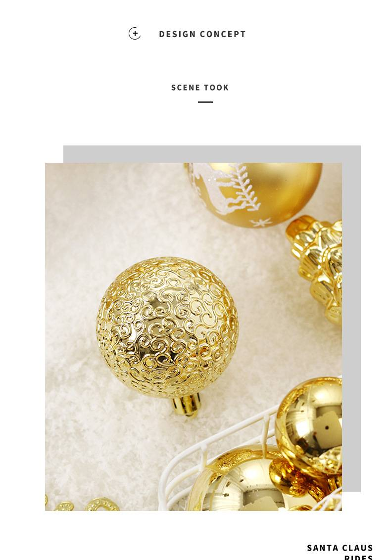 Set di 65 palline di Natale in platino e oro – Eleganti decorazioni per l'albero per le festività natalizie_voghion.com