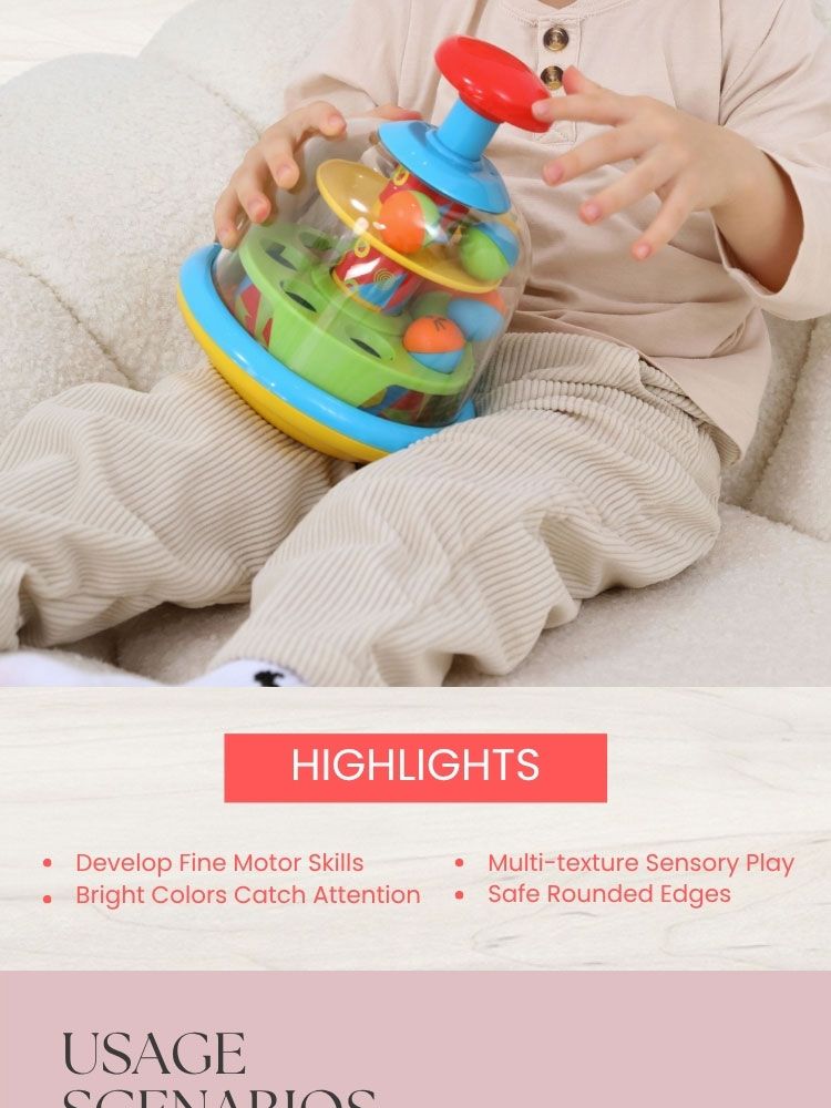 Baby Press Spin Jump Ball Montessori Sensorisches Spielzeug für 0-2 Jahre Frühes Lernen Auditives visuelles taktiles Entwicklungsspielzeug_voghion.com