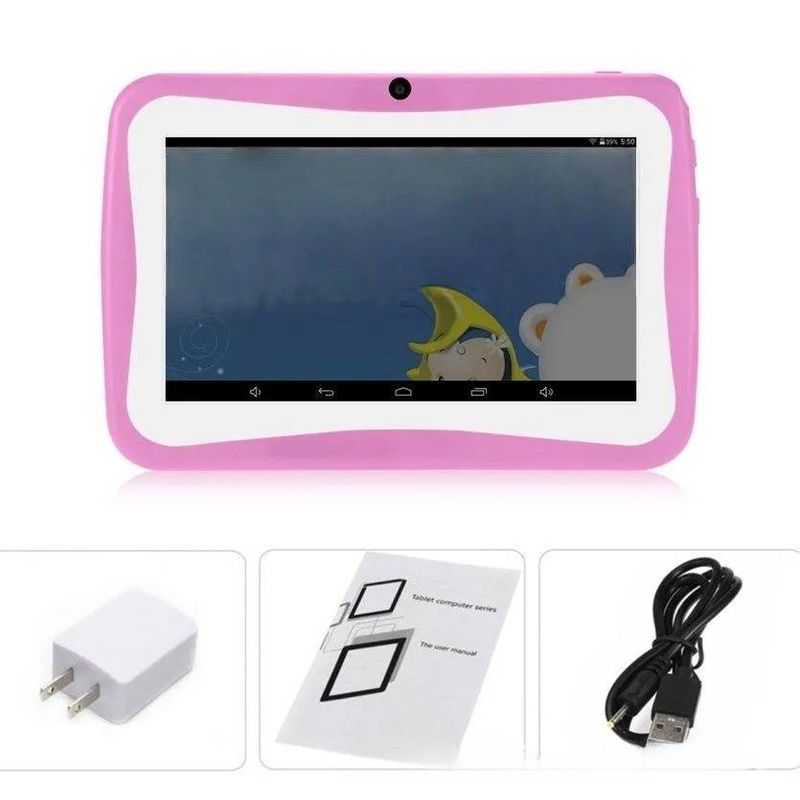 Tablette enfant Q7 7 pouces avec 16 Go de stockage, système d'exploitation Android et étui de protection - Double caméra, Bluetooth, processeur 8 cœurs (Wi-Fi uniquement, plusieurs options de couleurs)_voghion.com
