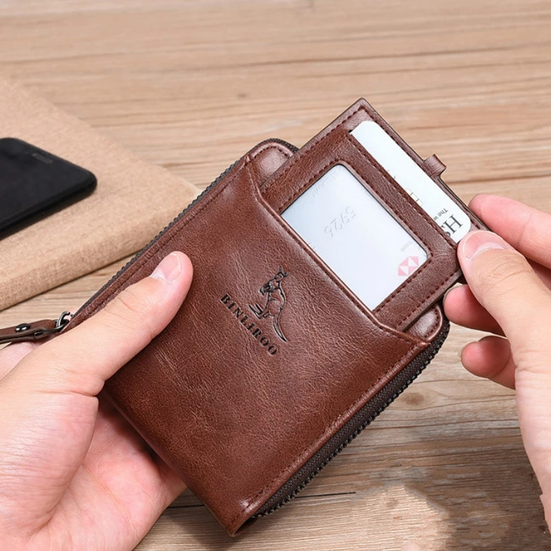 2021 moda masculina bolsa de moedas carteira rfid bloqueio homem carteira de couro com zíper titular do cartão de visita id saco de dinheiro carteira masculina_voghion.com
